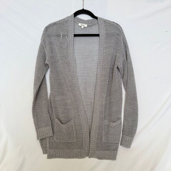 Mudd Grey Cardigan Sweater Loose Knit Front Pockets Baggy Size Junior's Small - Picture 1 of 8